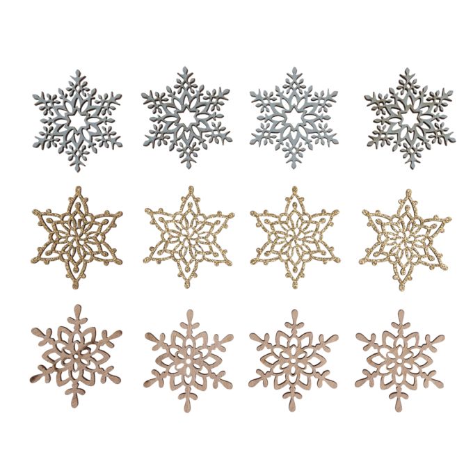 Wood shapes to scatter Snowflake, 4cm ø,  12pcs RAYHER