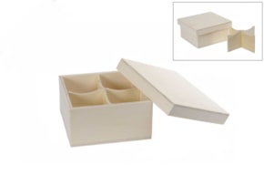CAJA P/ TÉ 4DIV. 16.5X16.5X8CM