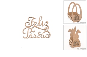 SET 12 PALABRAS FELIZ PÁSCOA 5X4X0.3CM DM