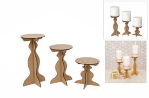 SET 3 CANDLESTICK 10.8X11.5-17-23X0.3CM MDF
