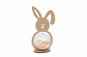 COELHO C/BASE 14X27.1X0.5CM DM C/BOLA ACRILICA 10CM