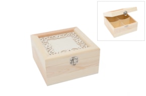 CAJA P/ TÉ 4DIV. 16.5X16.5X9CM  C/ CRISTAL