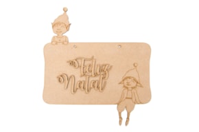 PLACA DUENDES FELIZ NATAL 30X33.1X0.3CM MDF