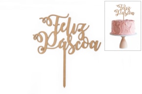 SET 4 TOPPERS FELIZ PASCOA 17.5X19X0.3CM MDF
