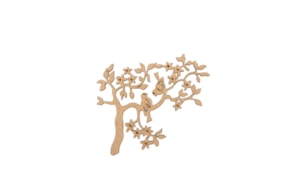 SET 4 APLICACIONES CON PÁJARO EN ARBOL 12X9.7X0.3CM MDF