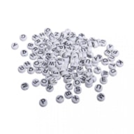 Plastic letters-beads, 9mm ø, white, tab-blister 40g RAYHER
