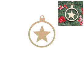 SET 6 BOLAS NATAL COM ESTRELA 10X12X0.3CM MDF