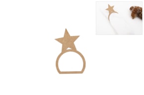 SET 12 ARGOLAS GUARDANAPO COM ESTRELA 6.2X9.2X0.3CM MDF