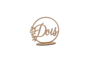 PLACA NÚMERO DOIS 11.8X11.4X0.3CM MDF COM BASE