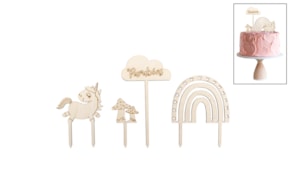 KIT UNICORN CAKE TOPPERS 15X0.4CM POPLAR W.