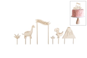 KIT DINOSAUR CAKE TOPPERS 16.5X0.4CM POPLAR W.