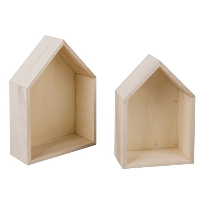 wood frame Houses,14x10x4cm+12.5x8.5x4cm RAYHER
