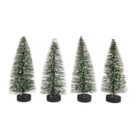 Deco-Snowy Fir tree, 10cm, green, PVC box 4pcs RAYHER