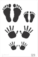 STENCIL 20X30CM 329 NASCIMENTO MÃOS E PÉS