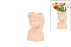 CACHE POT MENINA C/TRANÇA 11X19.5CM