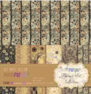 KIT 6 PAPEIS SCRAP VELLUM 30X31CM ABSTRACT ART PFY-14526