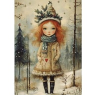 TRANSFER DTF TEXTIL 25X30CM WINTER REDHEAD GIRL ARTIS DECOR