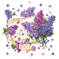 EMB. 20 GUARDANAPOS 33x33CM CARTAS E LILAS 389158