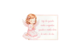 SET 12 PLACAS C/ MENINA E ORAÇAO 7.2X5.2X0.3CM MDF