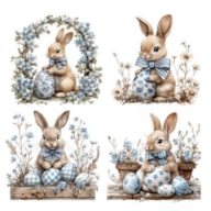 TRANSFER DTF TEXTIL 24X23CM EASTER BUNNIES ARTIS DECOR