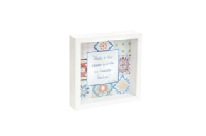 QUADRO MEALHEIRO LACADO C/ FRASE 17X17X3.7CM BRANCO C/FUNDOL