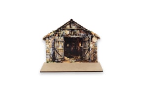 SET 2 CABANAS P/ PRESEPIO 15.5X8.4X12X0.3CM MDF C/ BASE