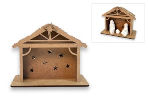 KIT CABANA P/ PRESEPIO 14.4X8X10X0.3CM MDF C/ LED
