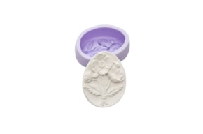 MOLDE SILICONE BASE OVAL COM FLOR 7.5X5.5X2.7CM  MLD354